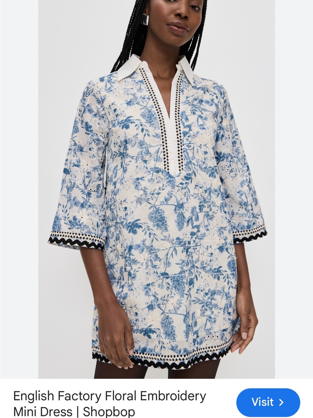 English factory floral embroidered mini dress